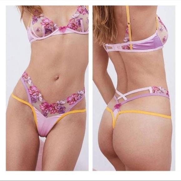 For Love & Lemons x Victoria's Secret Floral Thong Panty XXS Delicate Lace - Picture 7 of 8